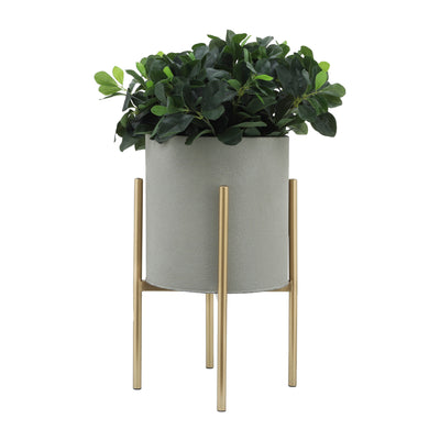 S/2 Planter On Metal Stand, Putty/gld