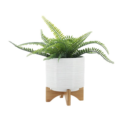 Cer, S/2 5/8" Planter On Stand, Speckled White
