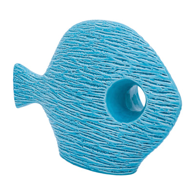 Cer, 14" Textured Fish, Blue