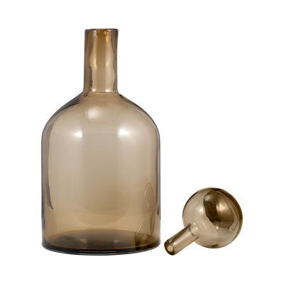Glass, 17" Bottle W/ Stopper Taupe