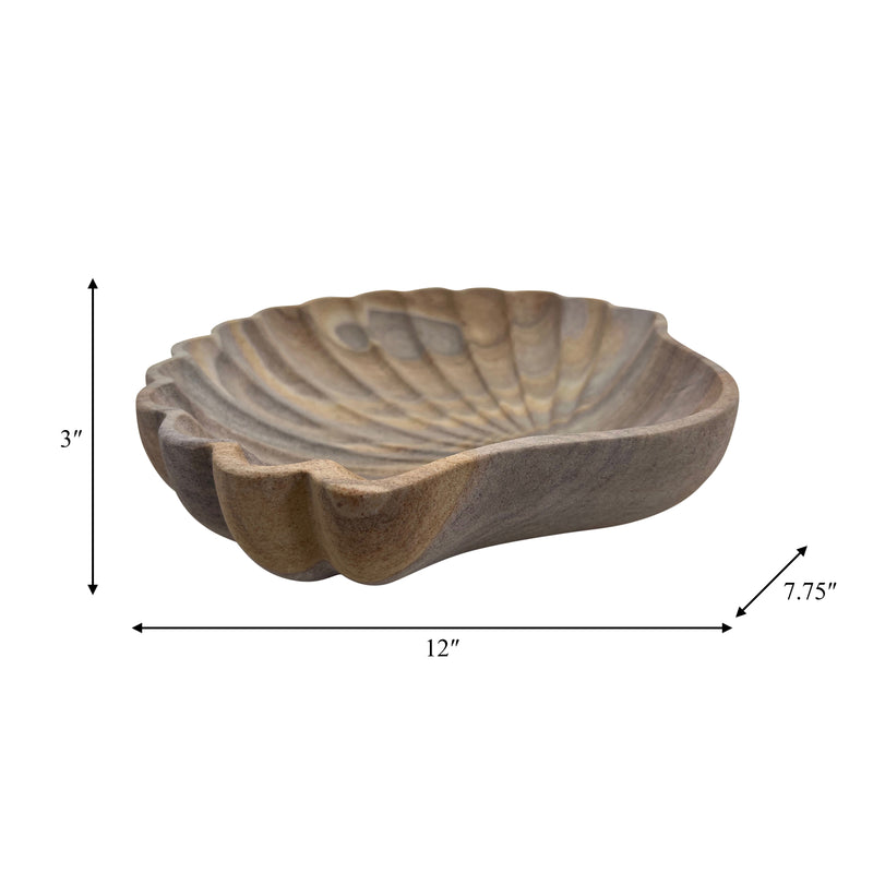 Stone, 12" Shell Decorative Plate, Natural
