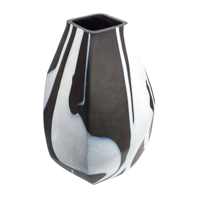 Glass, 19" Abstract Contemporary Vase, Black