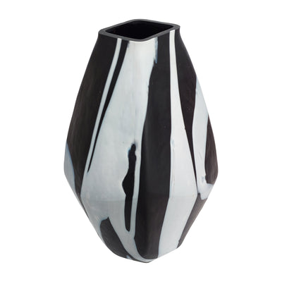 Glass, 19" Abstract Contemporary Vase, Black