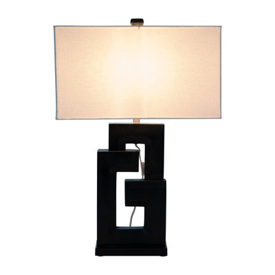 Wood, 27"h Geometric Lamp, Black