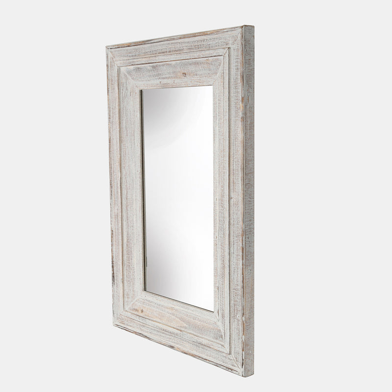 24" x 36" Wood Frame White Washed Mirror