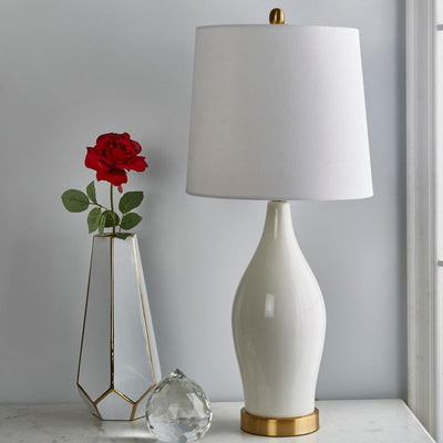 White /Gold Accent Ceramic  Table Lamp - CARROT TOP