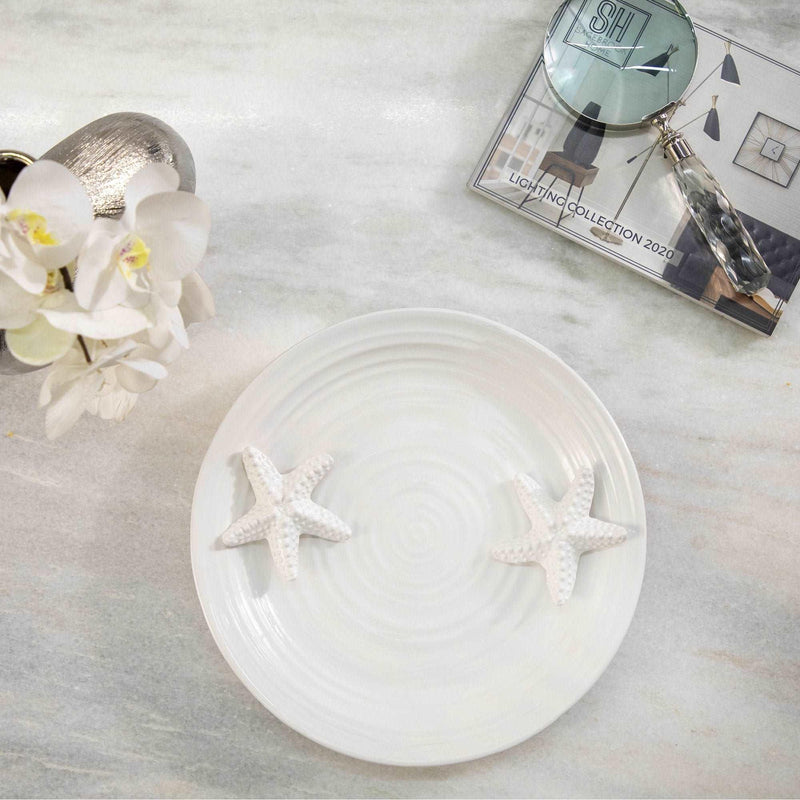 Decorative White Ceramic Starfish Plate
