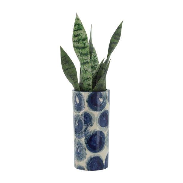 Porcelain Blue Cylinder Vase - CARROT TOP