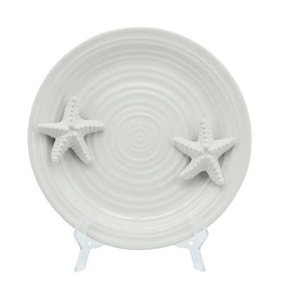 Decorative White Ceramic Starfish Plate - CARROT TOP